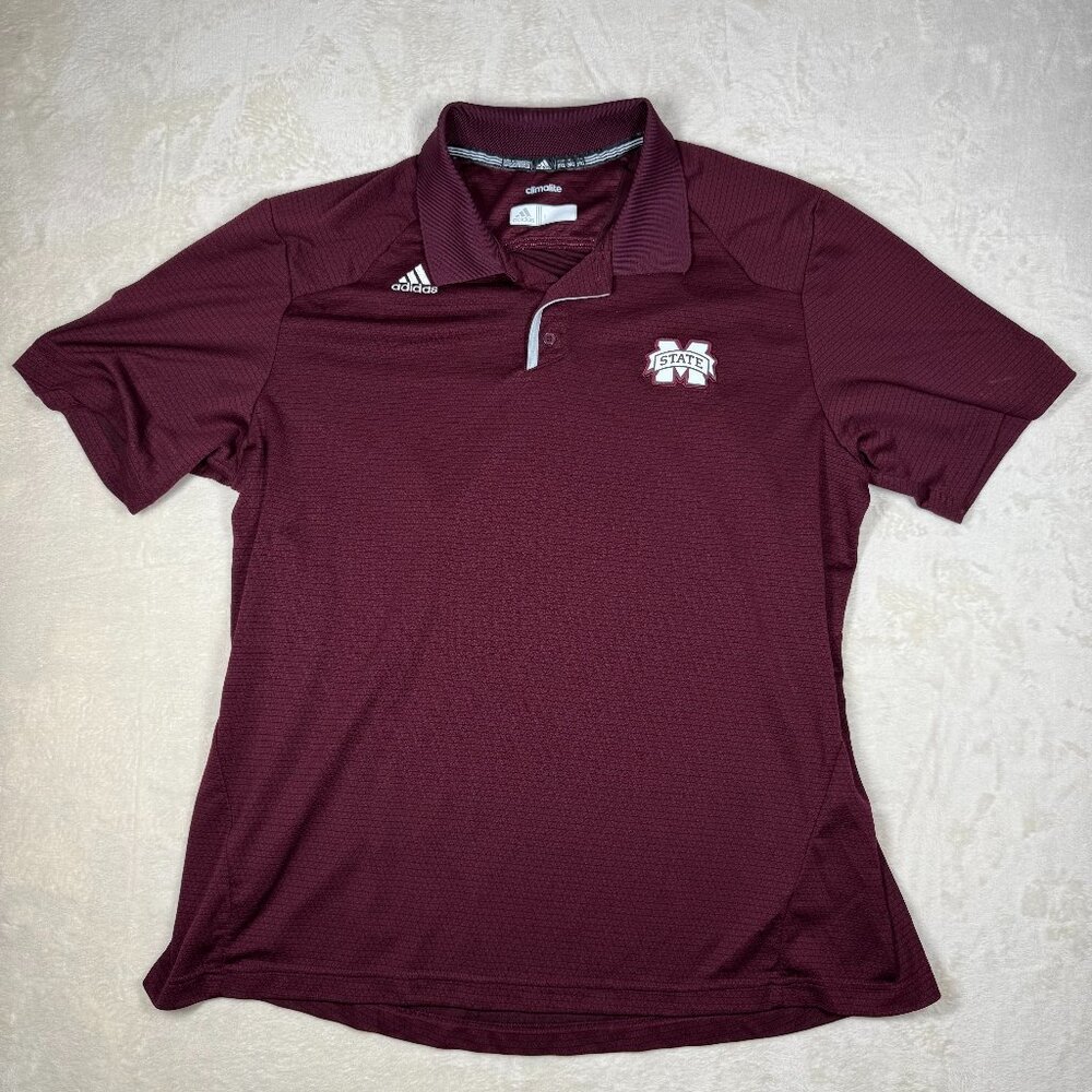Adidas Mississippi State Polo Men's 2XL Maroon White Bulldogs XXL Short Sleeve